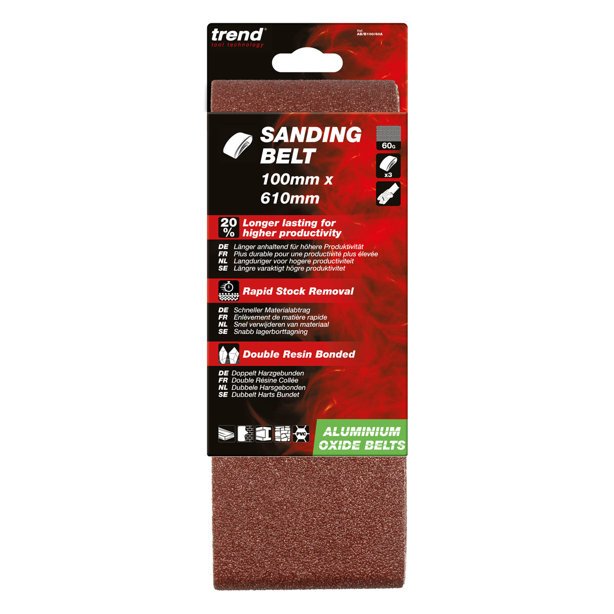 Trend Sanding Belts 100mm x 610mm Pack of 3