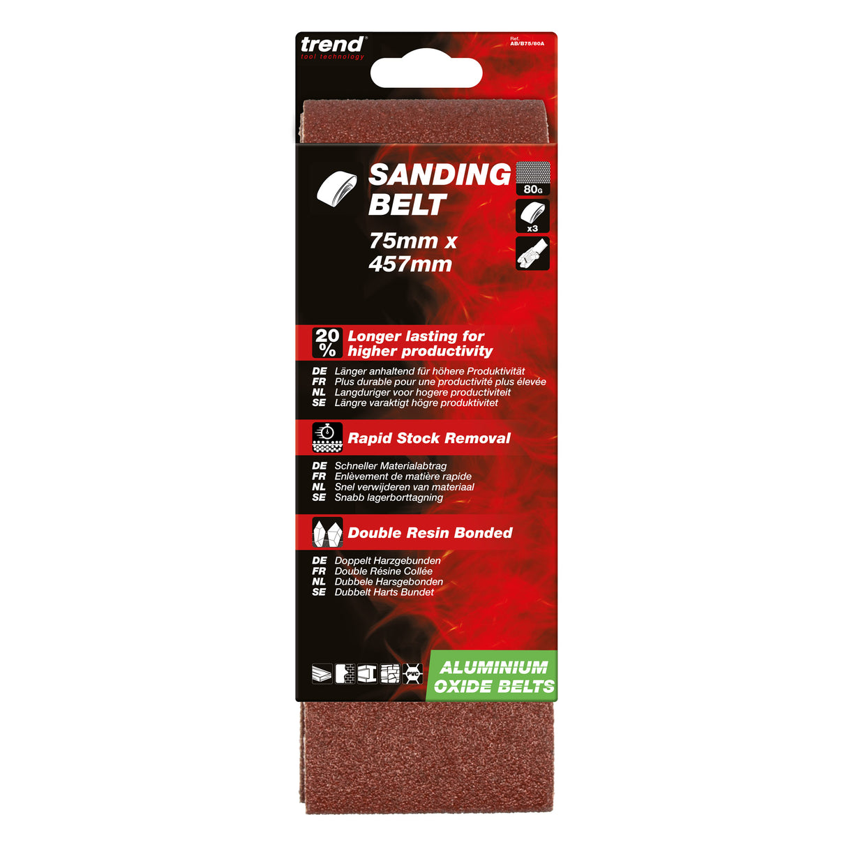 Trend Sanding Belts 75mm x 457mm Pack of 3