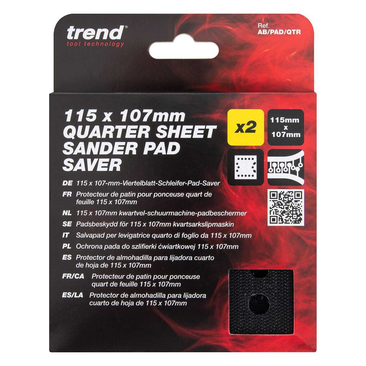 Trend Quarter Sheet Sander Pad Saver 115mm x 107mm Pack of 2