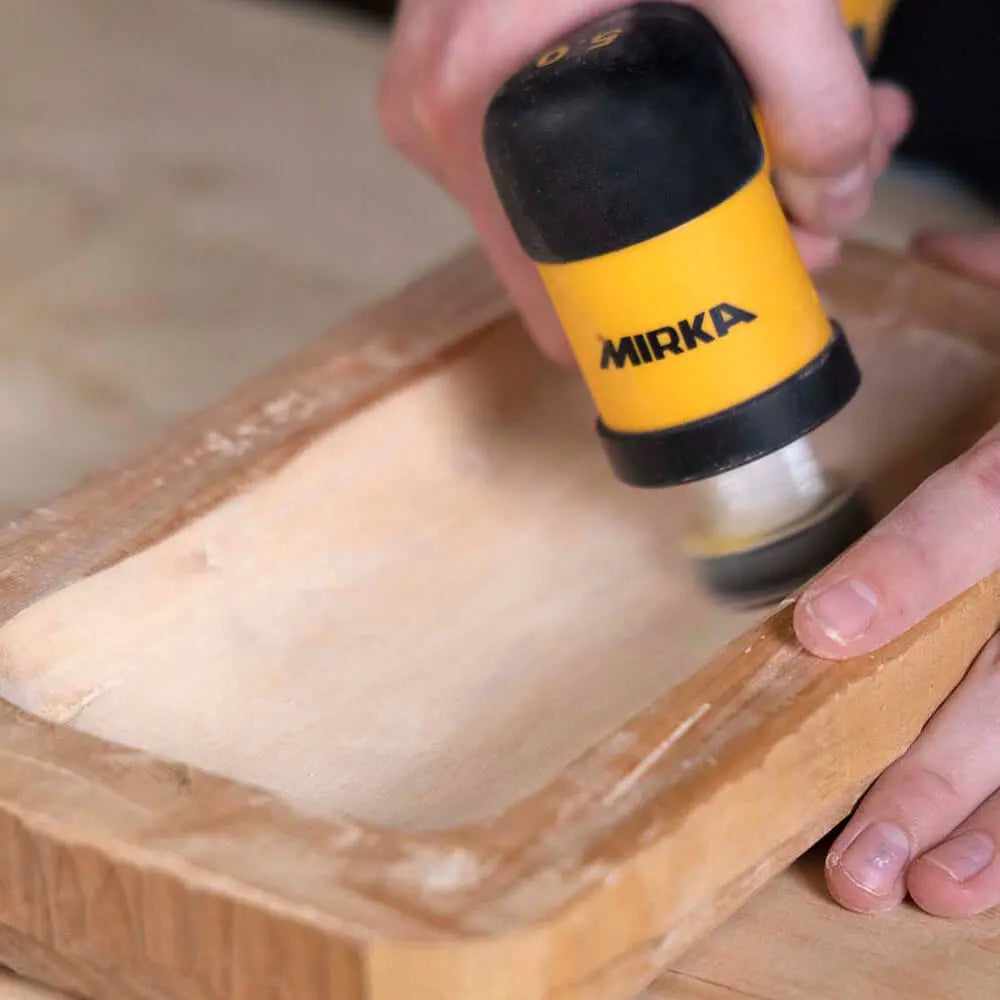 Mirka Abranet Ace Ceramic Sanding Discs 32mm Pack of 25 in use on woodworking project