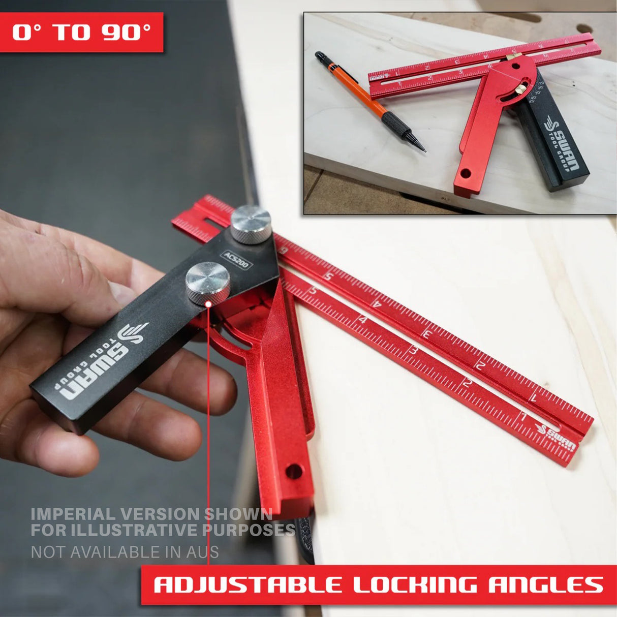 Swan Tool Group RIDGWAY Adjustable Carpenter Square 8in