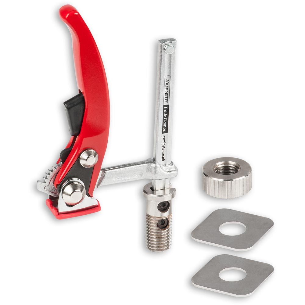 UJK Hold Down Ratchet Clamp with 60mm throat and 90mm clamping capacity, suitable for 20mm dog holes