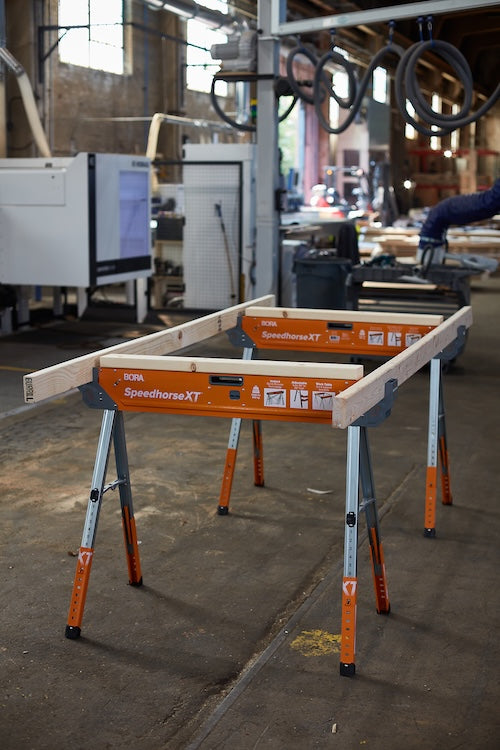 BORA Two Pack Adjustable Speedhorse XT Saw Horse 680kg Capacity - Extended legs view