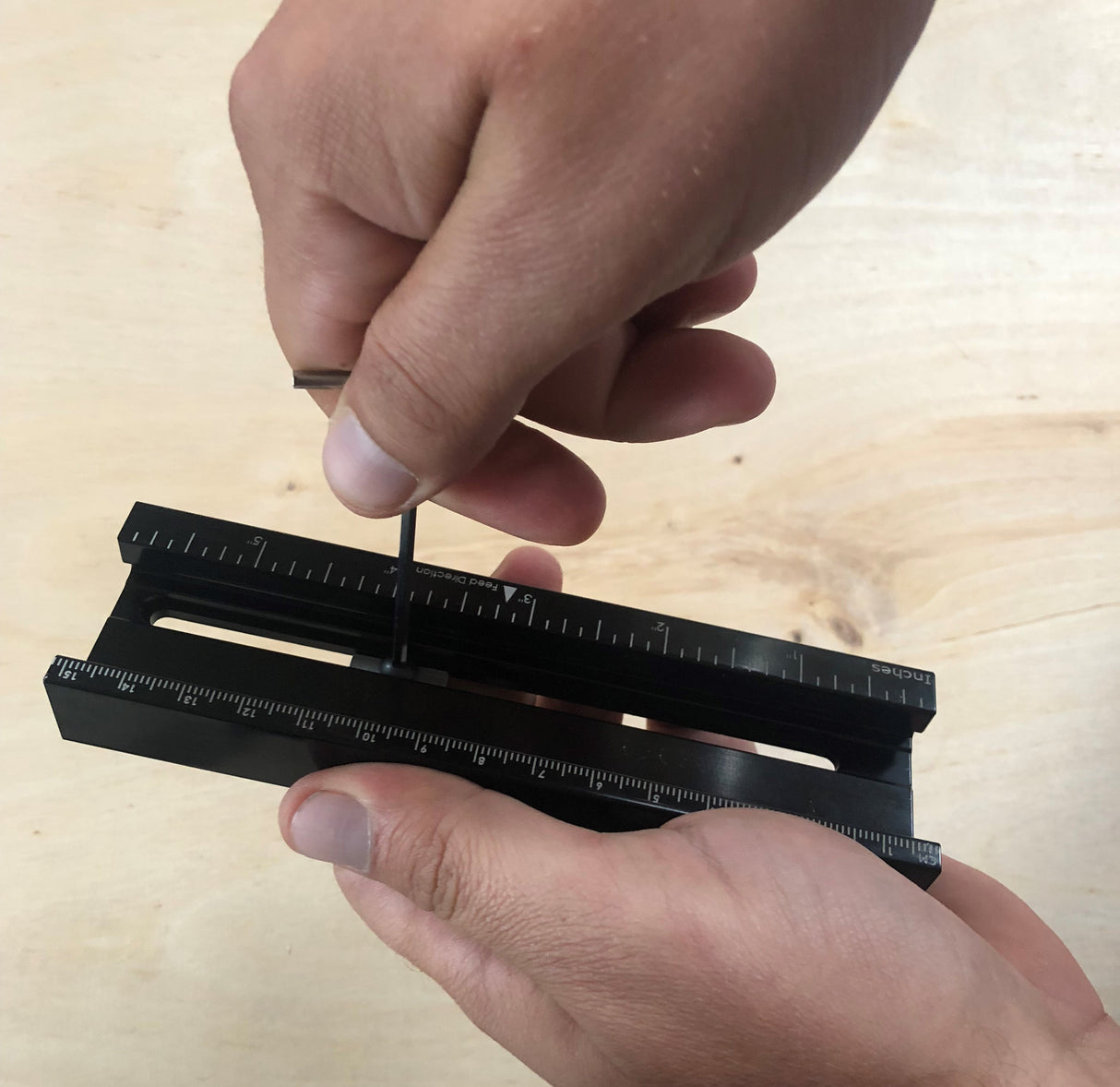 Bandsaw GuidePRO Anchor Bar securely fixed into 3/4in mitre slot for extended use with Bow GuidePRO