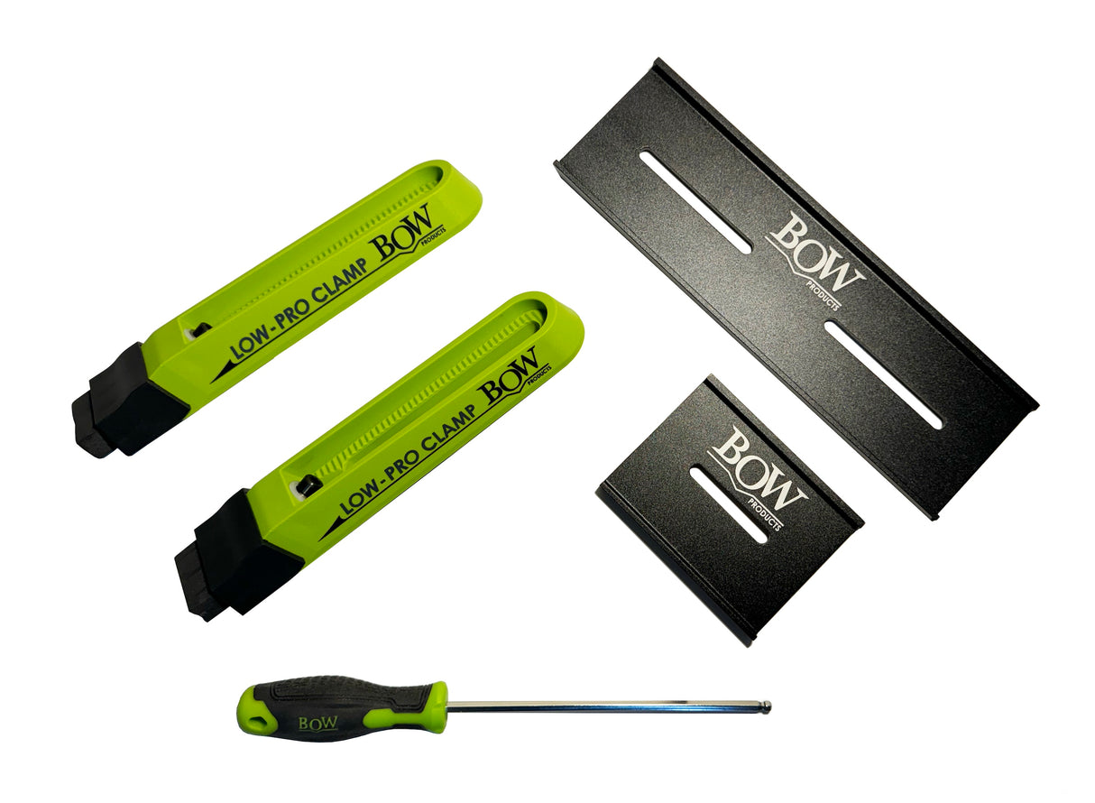 Bow Products Low Profile Clamping Kit in use on a woodworking table