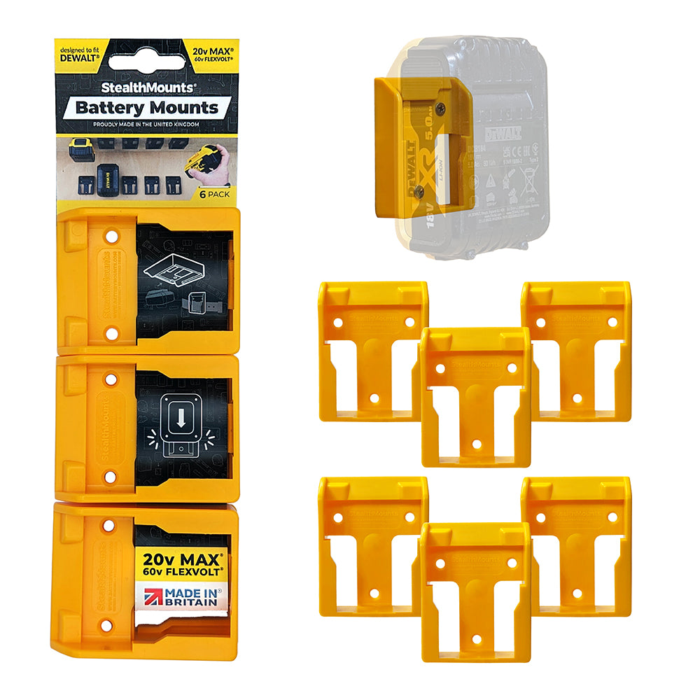 StealthMounts DeWalt 20V Battery Mounts Pack of 6 Yellow