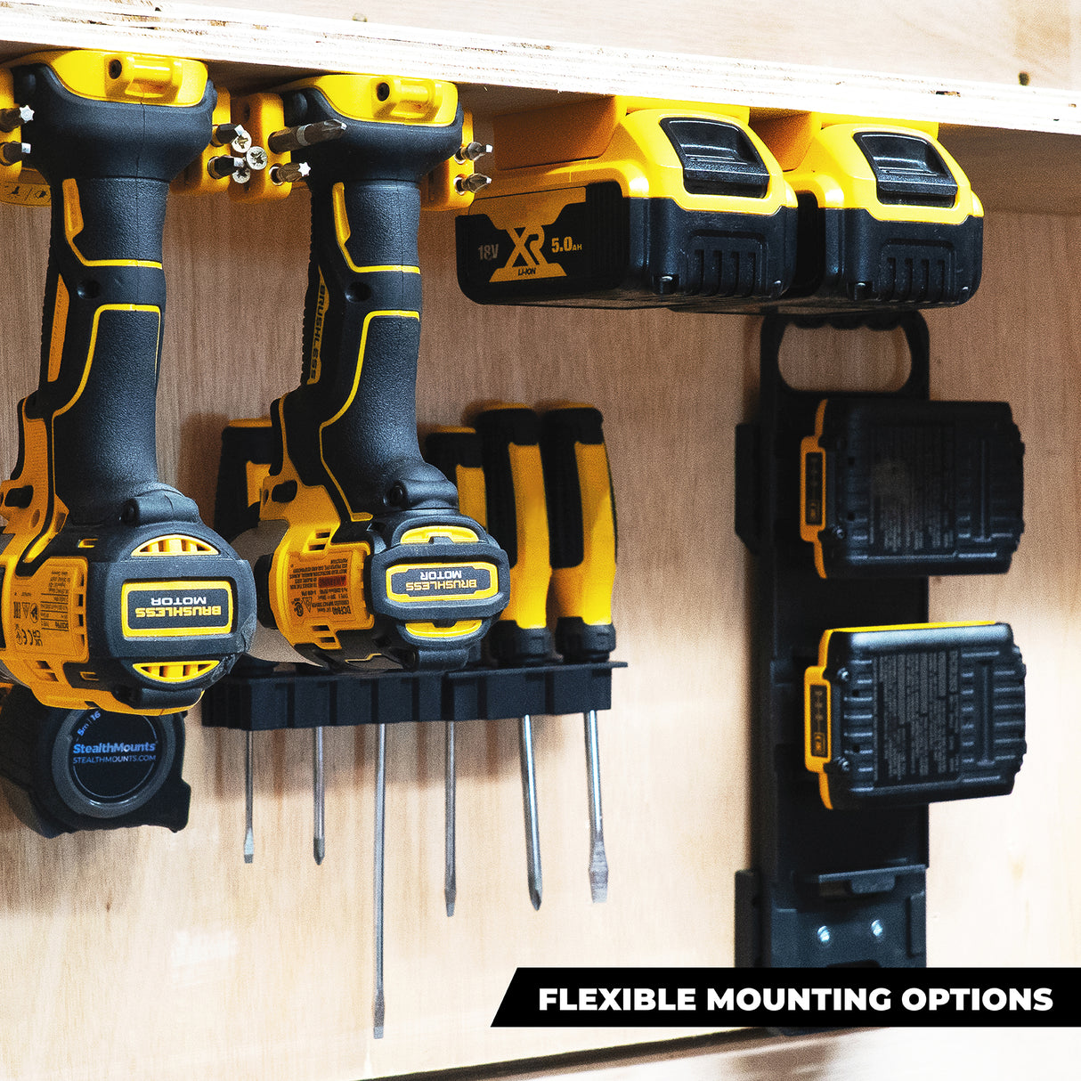 StealthMounts DeWalt 20V Battery Mounts Pack of 6 Yellow
