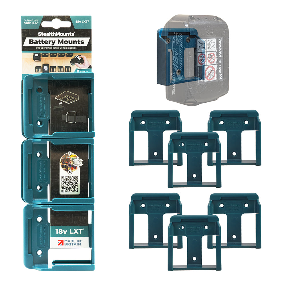 StealthMounts Makita 18V LXT Battery Mounts Pack of 6 Blue