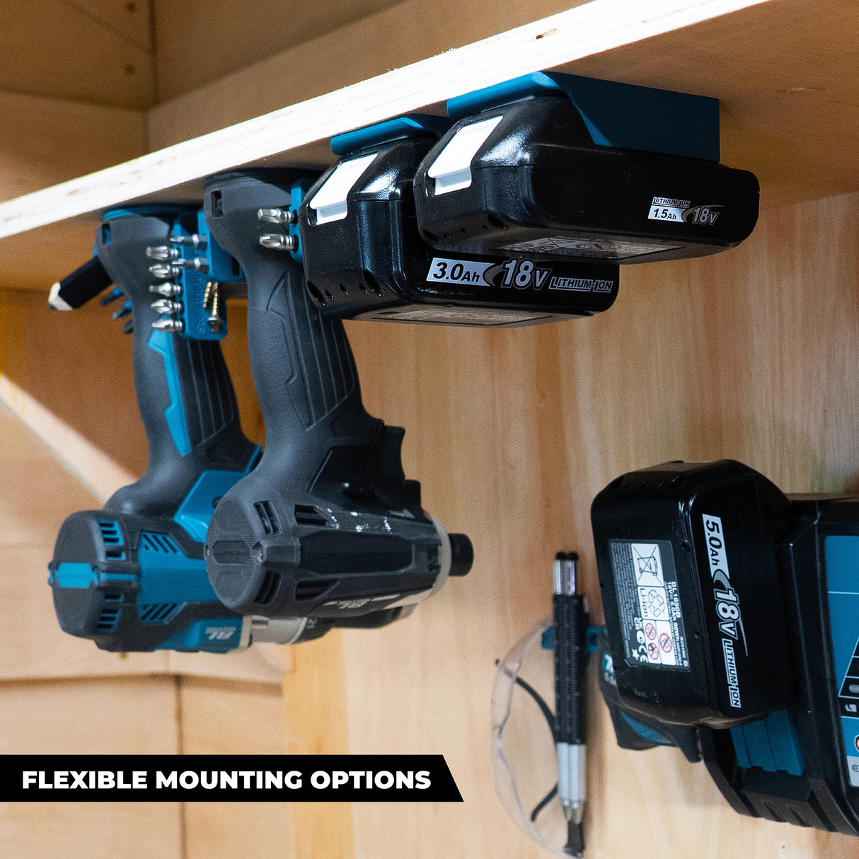 StealthMounts Makita 18V LXT Battery Mounts Pack of 6 Blue