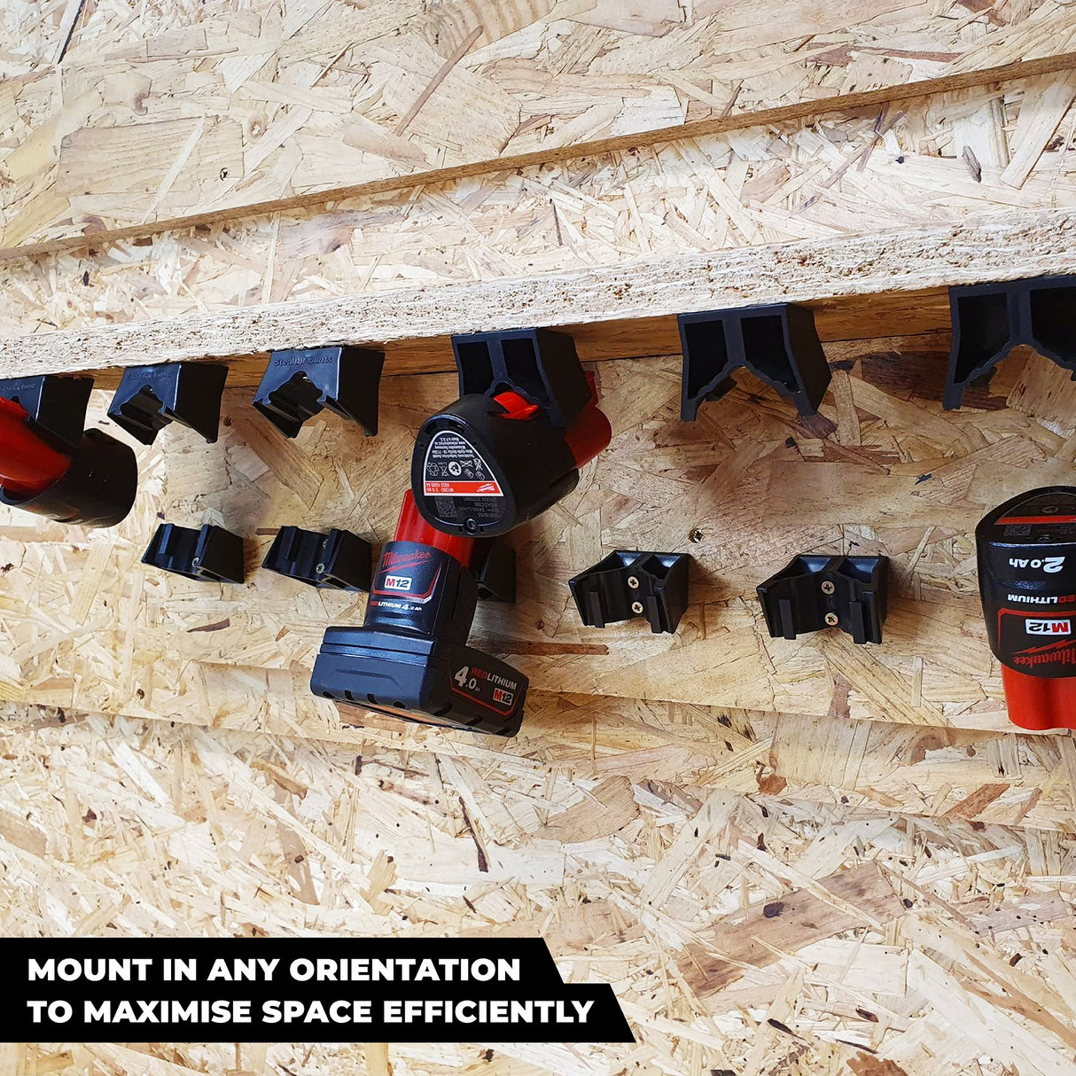 StealthMounts Milwaukee M12 12V Battery Mounts Pack of 6 Red