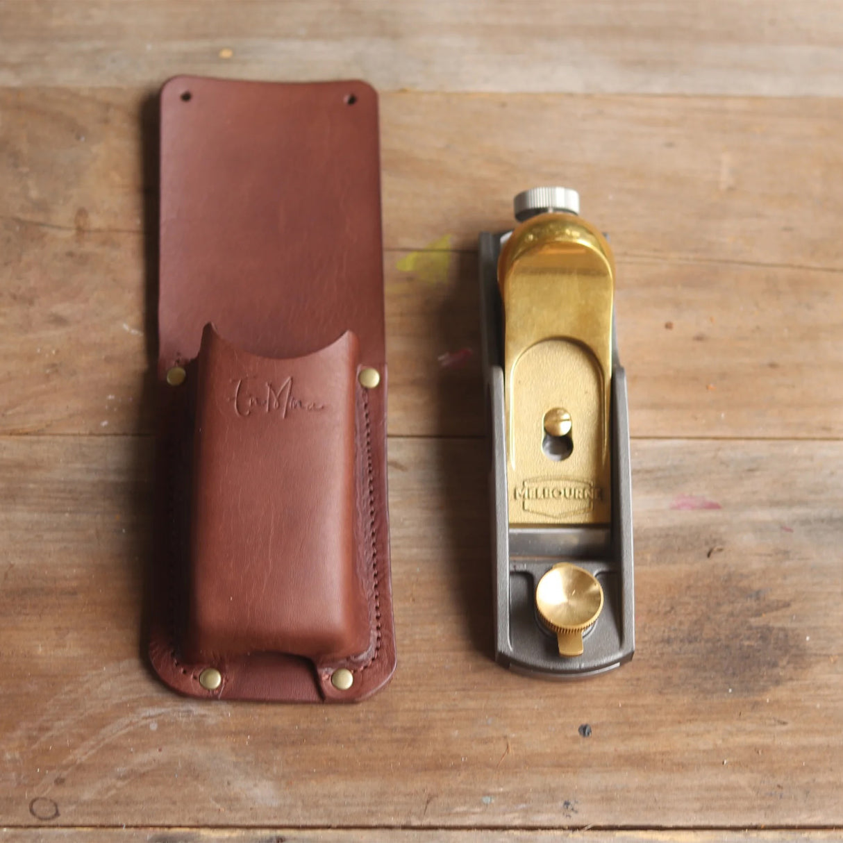 En Mina Wall Mounted Leather Block Plane Holster