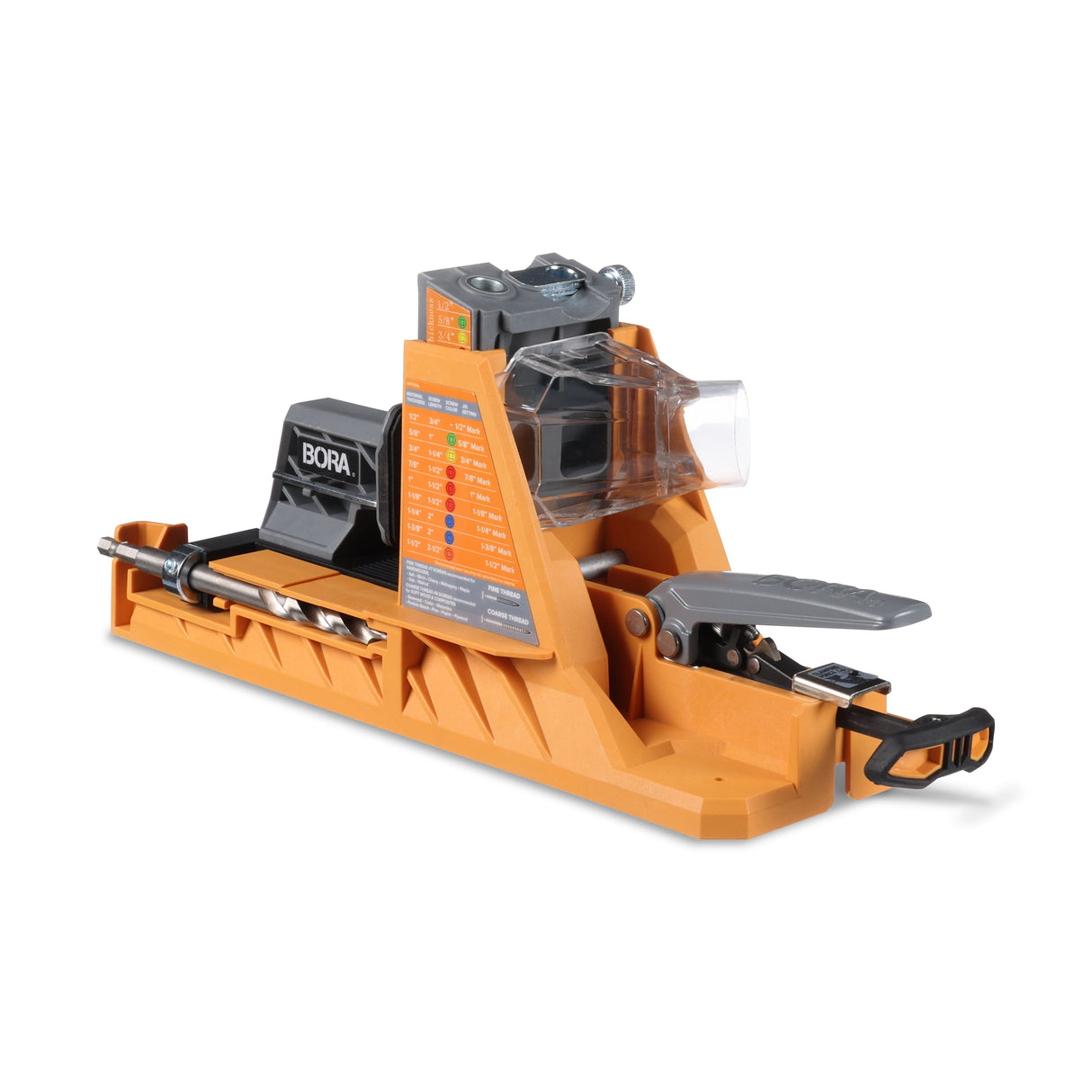 BORA Auto-Jig benchtop pocket hole jig adjusting to wood thickness