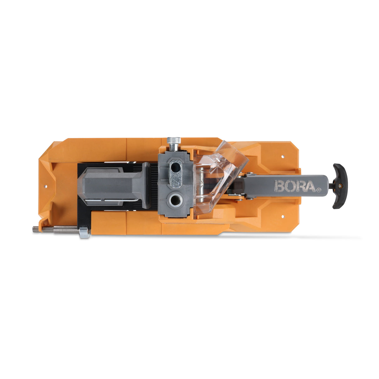 BORA Tool Auto Jig self-adjusting pocket hole jig in a workshop setting