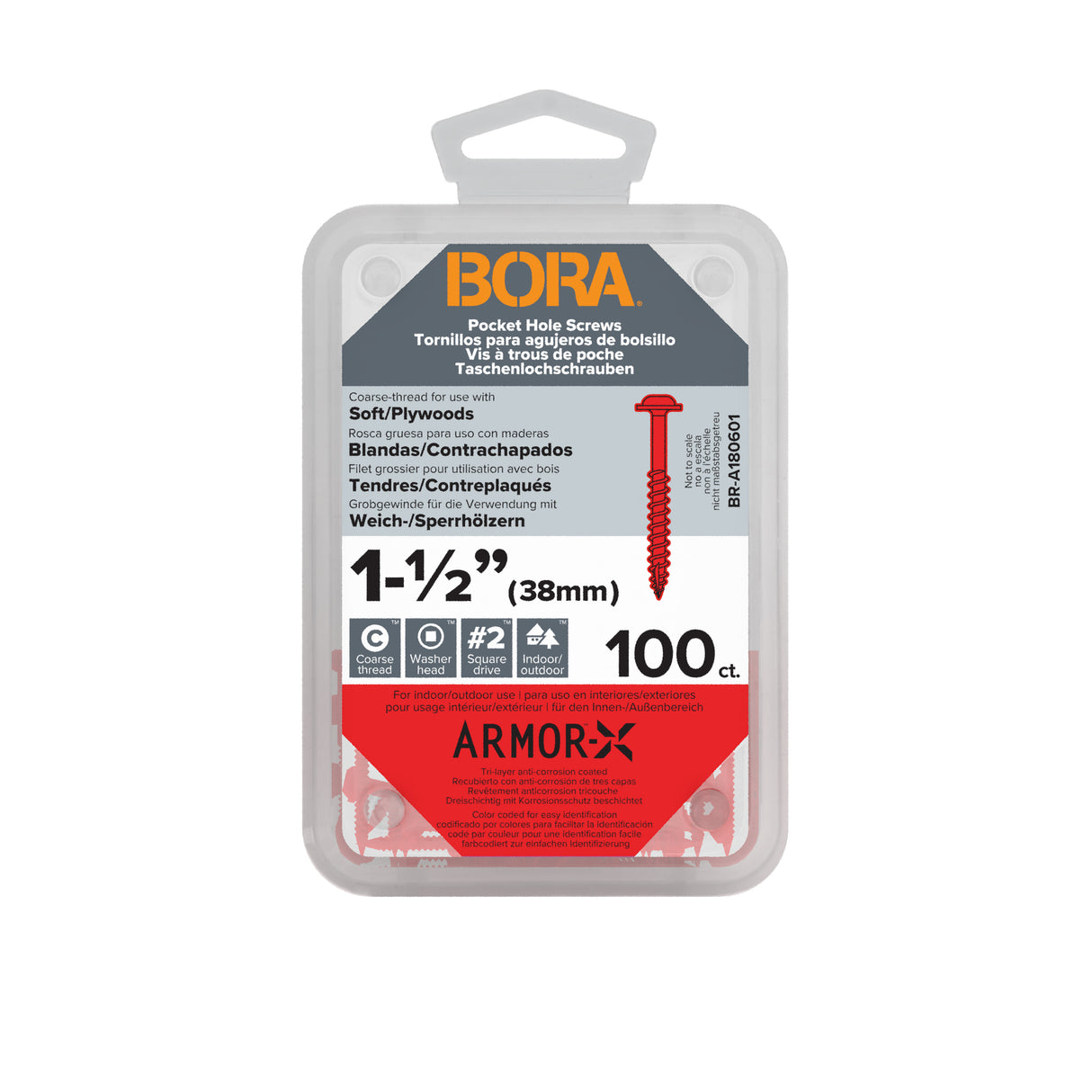 BORA Tool 8Gx37mm Coarse Wood Screws SQD Pack of 100 in Australian woodworking store