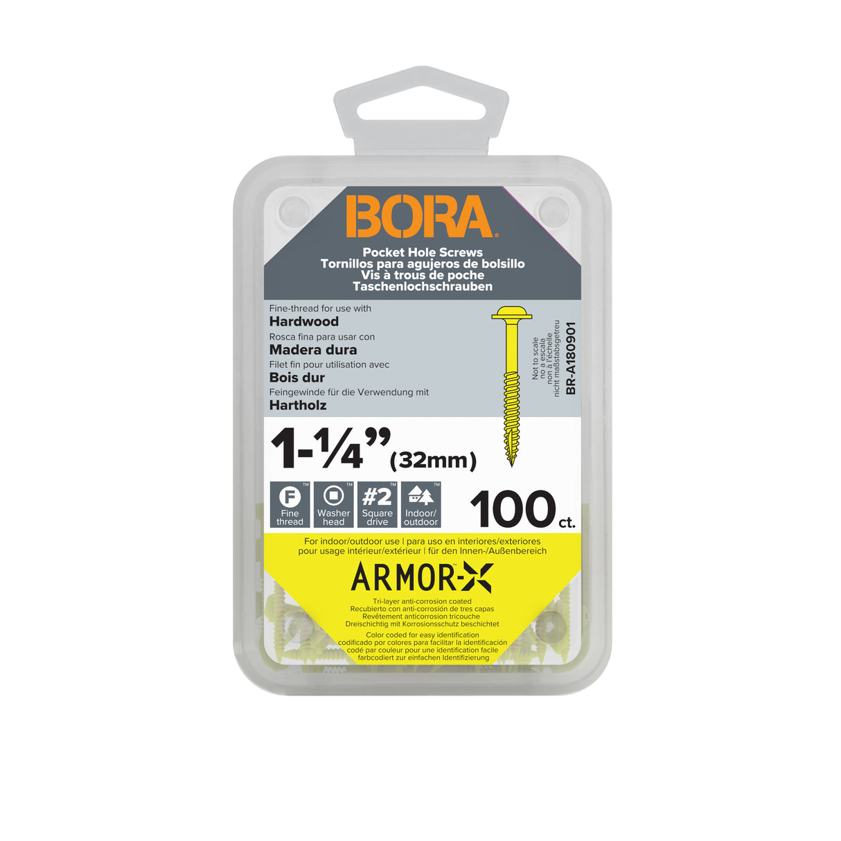 BORA Tool 8Gx31mm Fine Pocket Wood Screws SQD Pack of 100