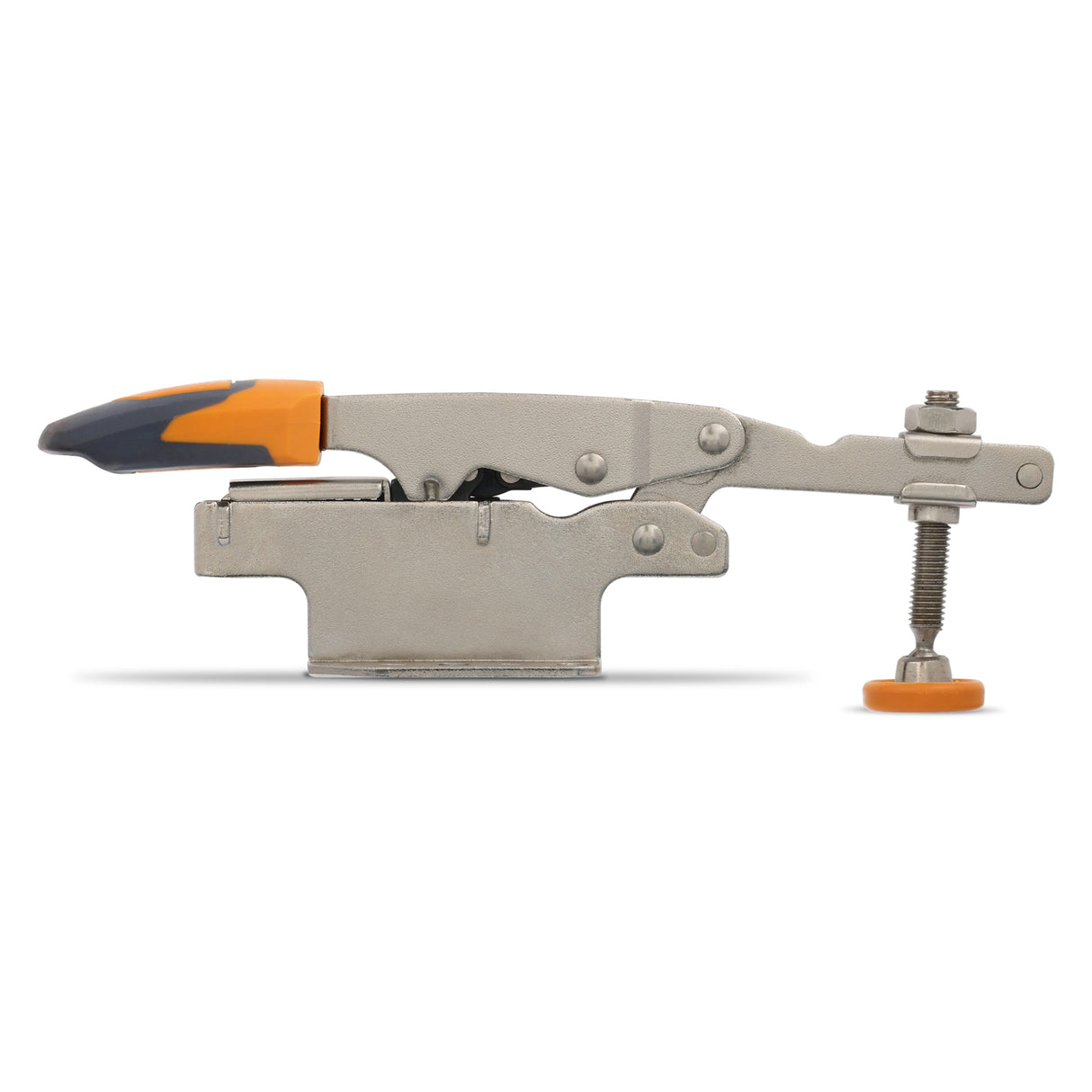 BORA Tool Large Toggle Auto Adjust Clamp in action, showcasing horizontal clamping lever and robust adjustment mechanism