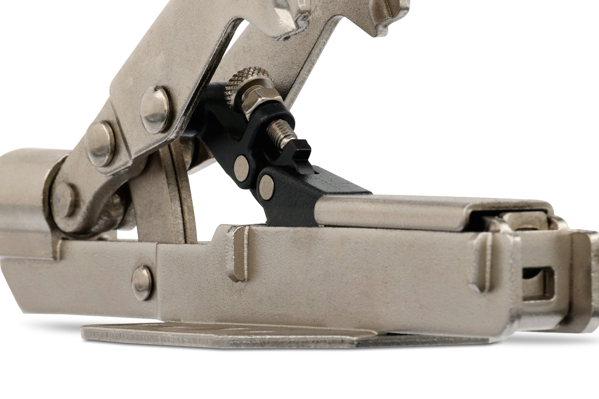 BORA Tool Large Auto Adjust Inline Toggle Clamp 19mm Reach in use on woodworking project