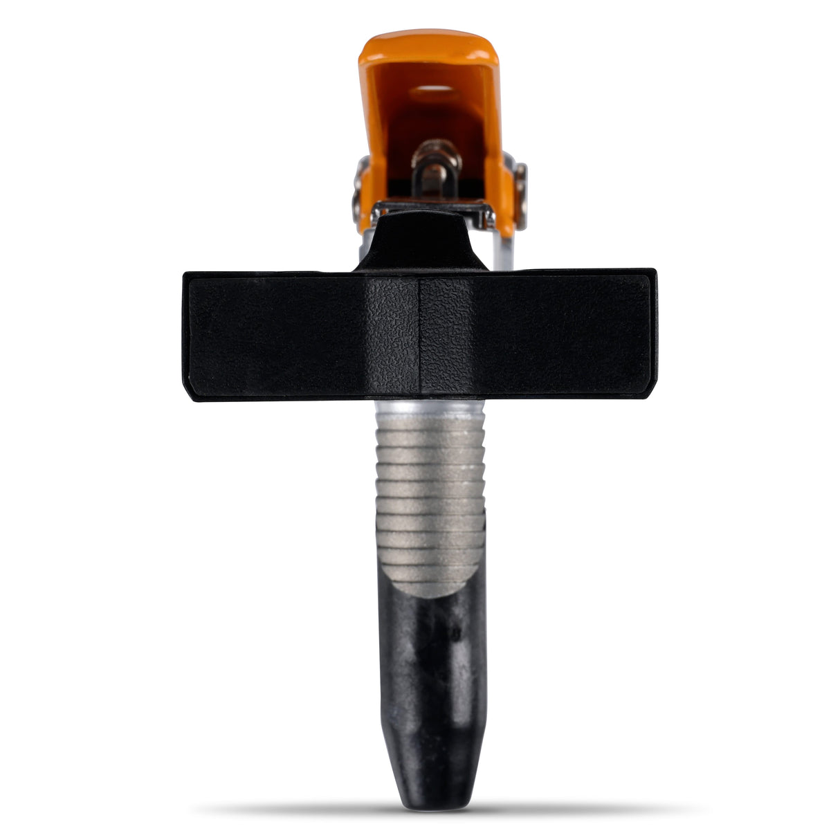 BORA Tool Dog Hole Auto Adjust Toggle Clamp in action, offering unobstructed top access for machining and sanding