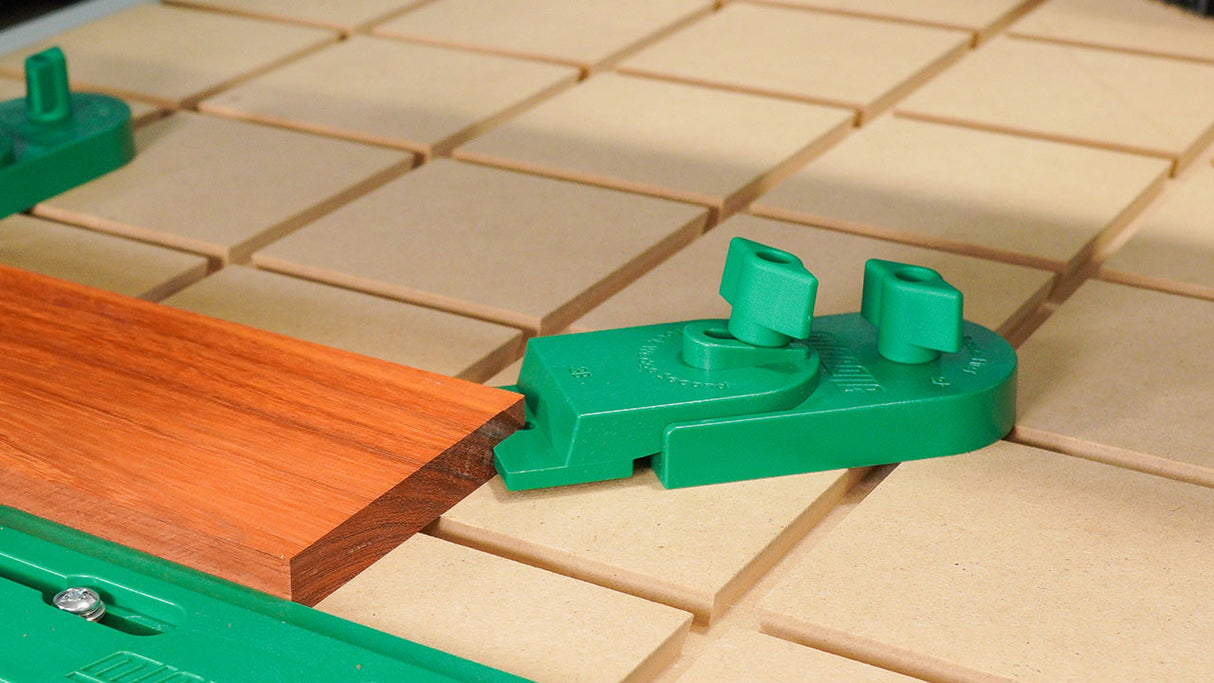 MicroJig MatchFit Ramp Clamp 2-Piece Kit in use on woodworking project