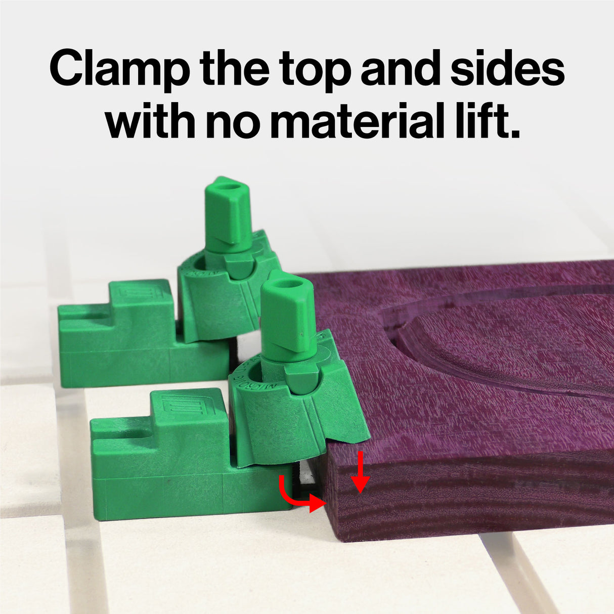 MicroJig MatchFit U-Pad Clamp 2-Piece Kit in use on woodworking project