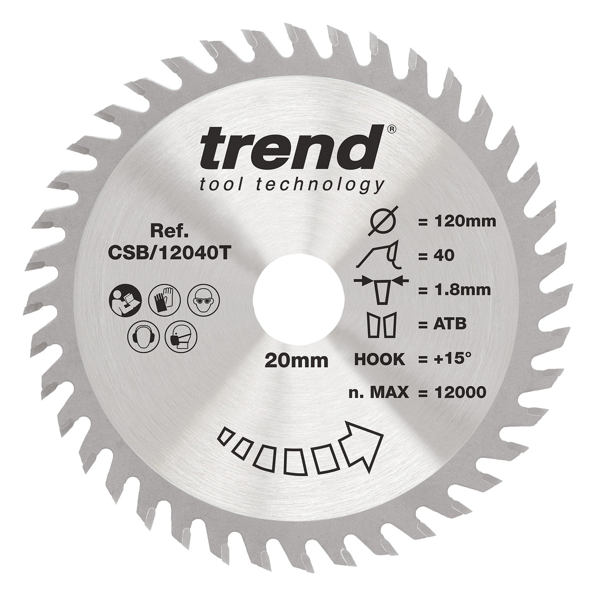 Trend 120mm x 20mm x 40T Thin Kerf Fine Cut Off Cordless Circular Saw Blade