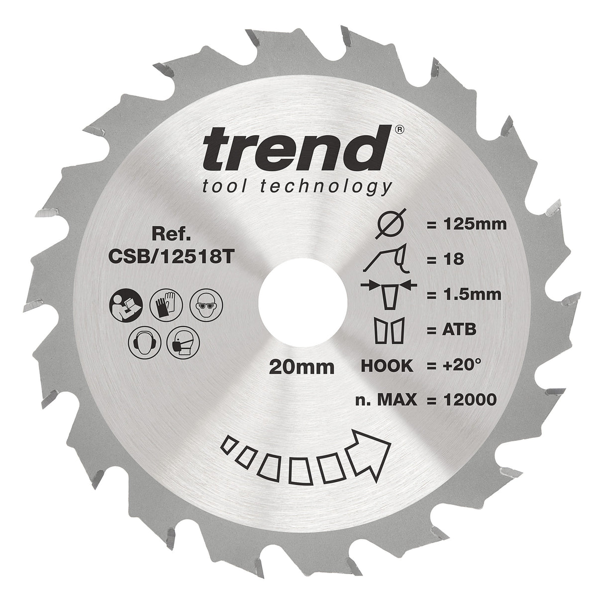 Trend 125mm x 20mm x 18T Thin Kerf Ripping Cordless Circular Saw Blade