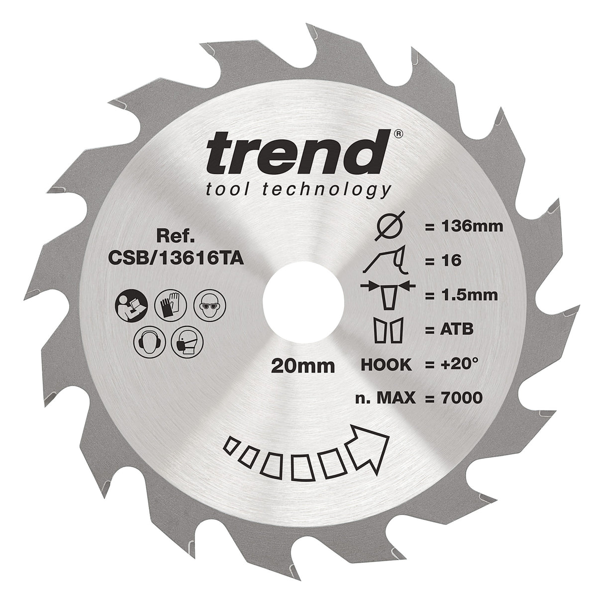 Trend 136mm x 20mm x 16T Thin Kerf Wood Cordless Circular Saw Blade