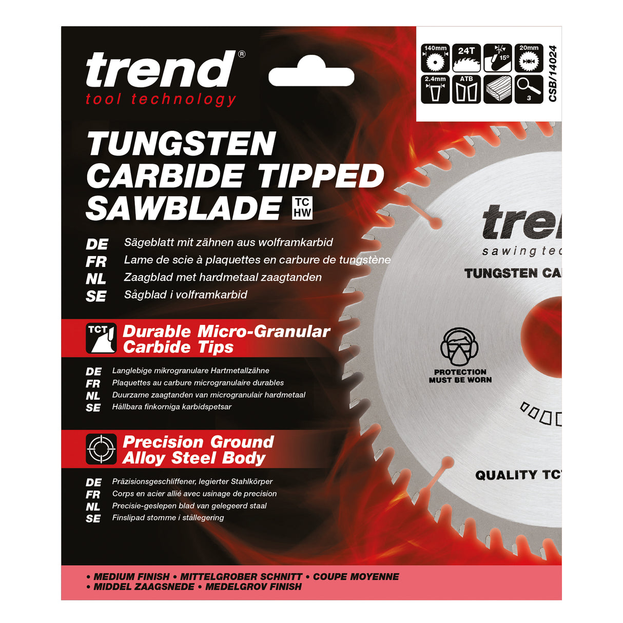Trend 140mm x 20mm x 24T Thin Kerf General Purpose Cordless Circular Saw Blade