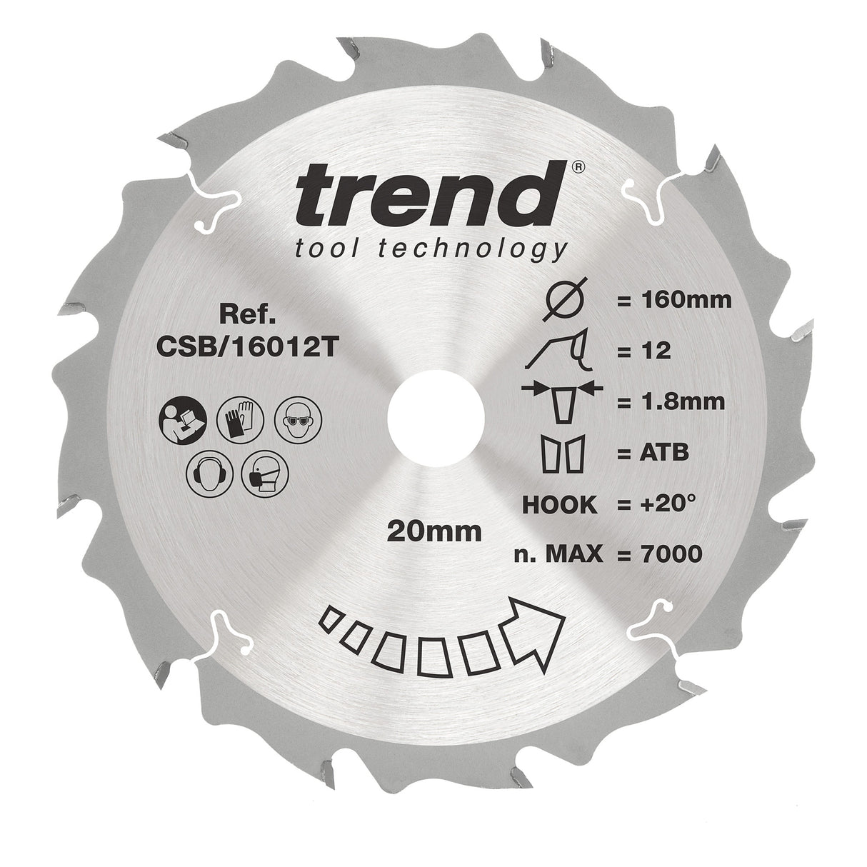 Trend 160mm x 20mm x 12T Thin Kerf Ripping Cordless Circular Saw Blade