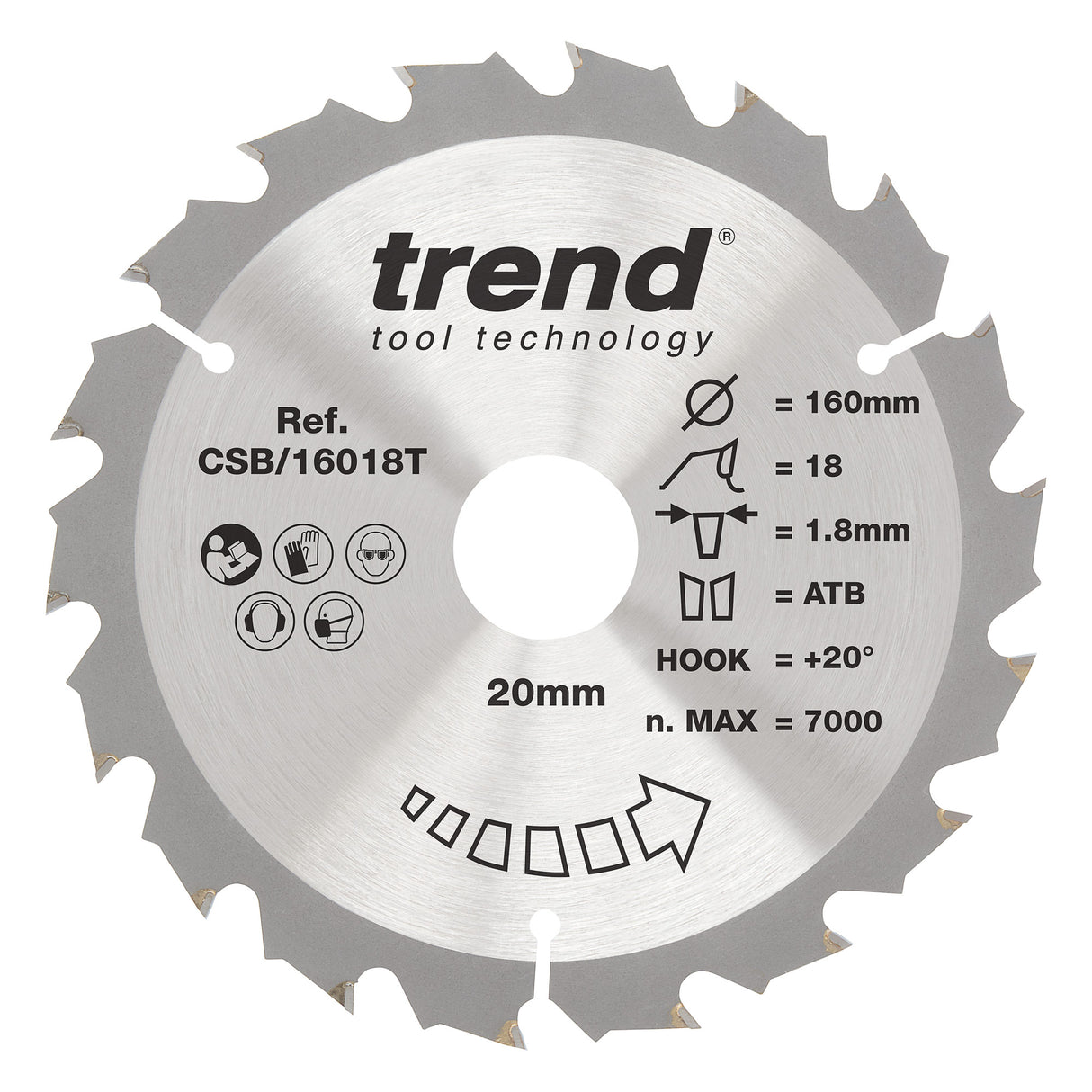 Trend 160mm x 20mm x 18T Thin Kerf Ripping Cordless Circular Saw Blade
