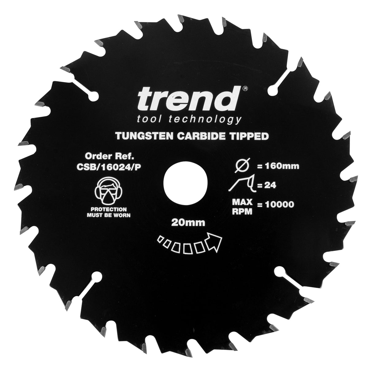 Trend 160mm x 20mm x 24T Ripping Circular Saw Blade with PTFE Coating
