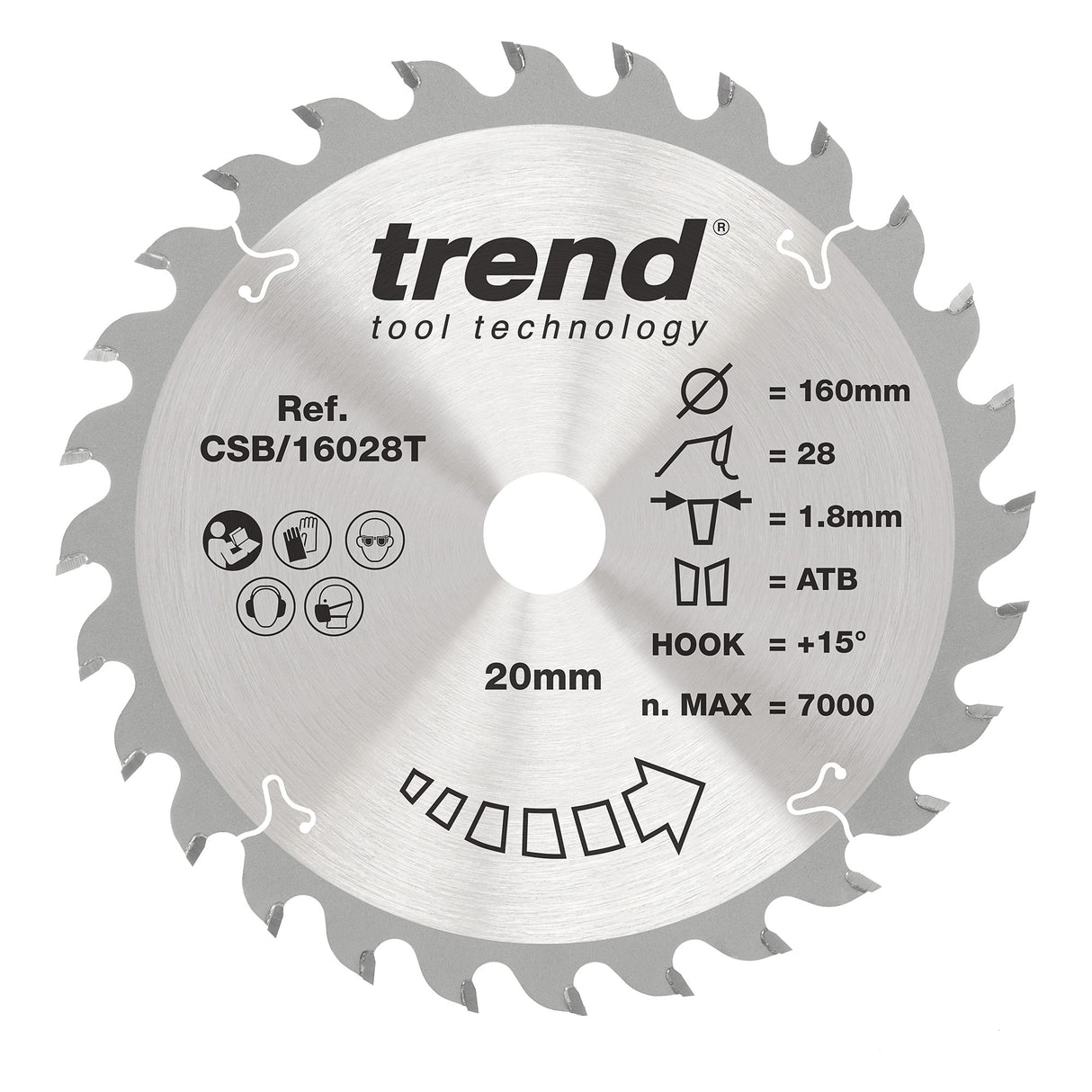 Trend 160mm x 20mm x 28T Thin Kerf General Purpose Cordless Circular Saw Blade