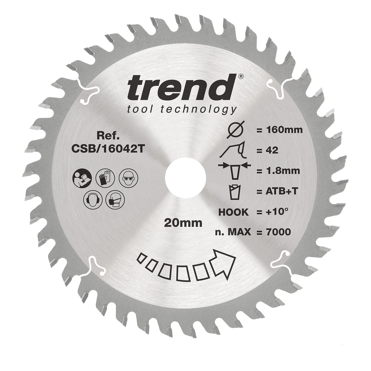 Trend 160mm x 20mm x 42T Thin Kerf Fine Cut Off Cordless Circular Saw Blade