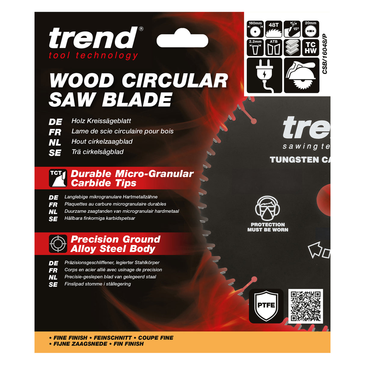 Trend 160mm x 20mm x 48T General Purpose Circular Saw Blade with PTFE Coating