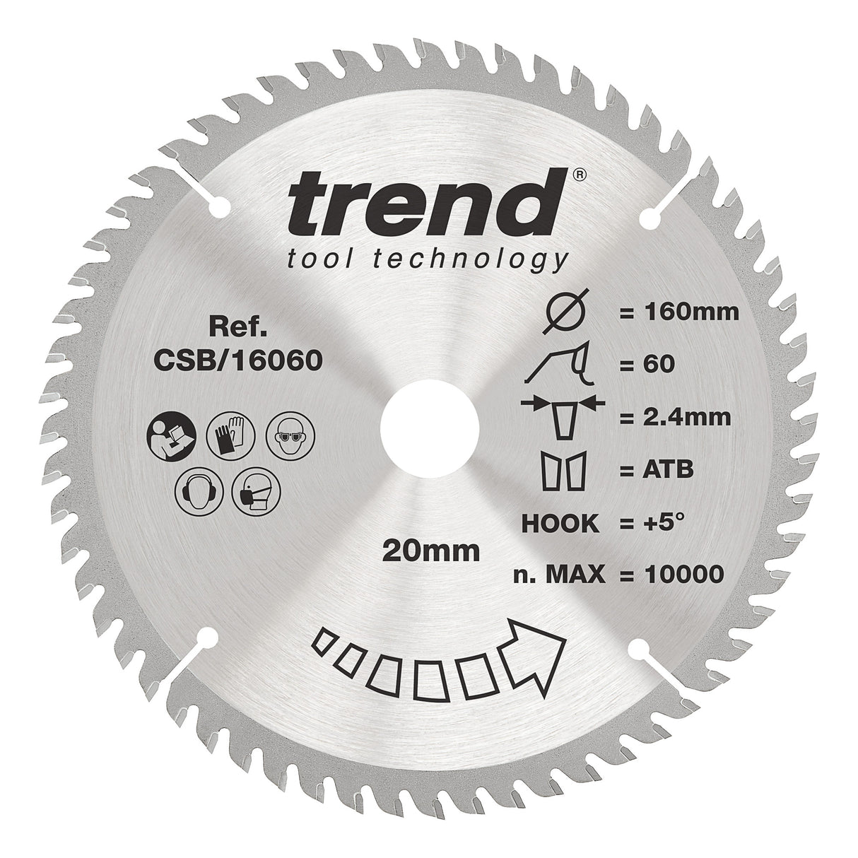 Trend 160mm x 20mm x 60T Wood Circular Saw Blade