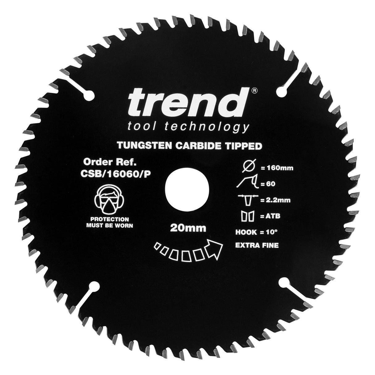 Trend 160mm x 20mm x 60T Fine Cut Off Circular Saw Blade with PTFE Coating