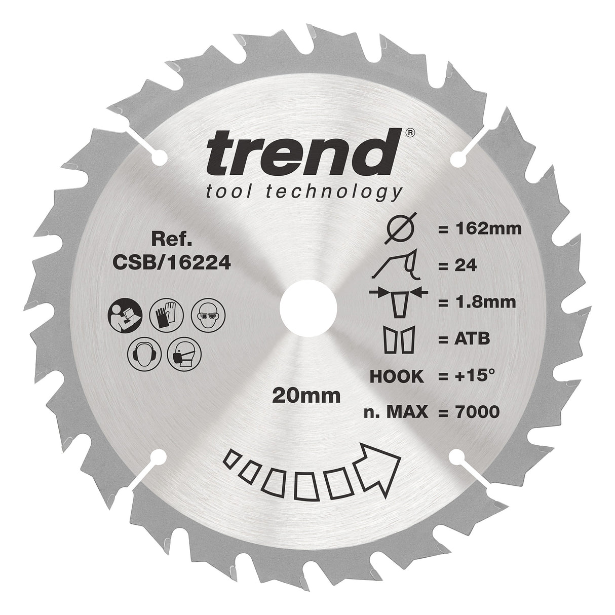 Trend 162mm x 20mm x 24T Thin Kerf Ripping Cordless Circular Saw Blade