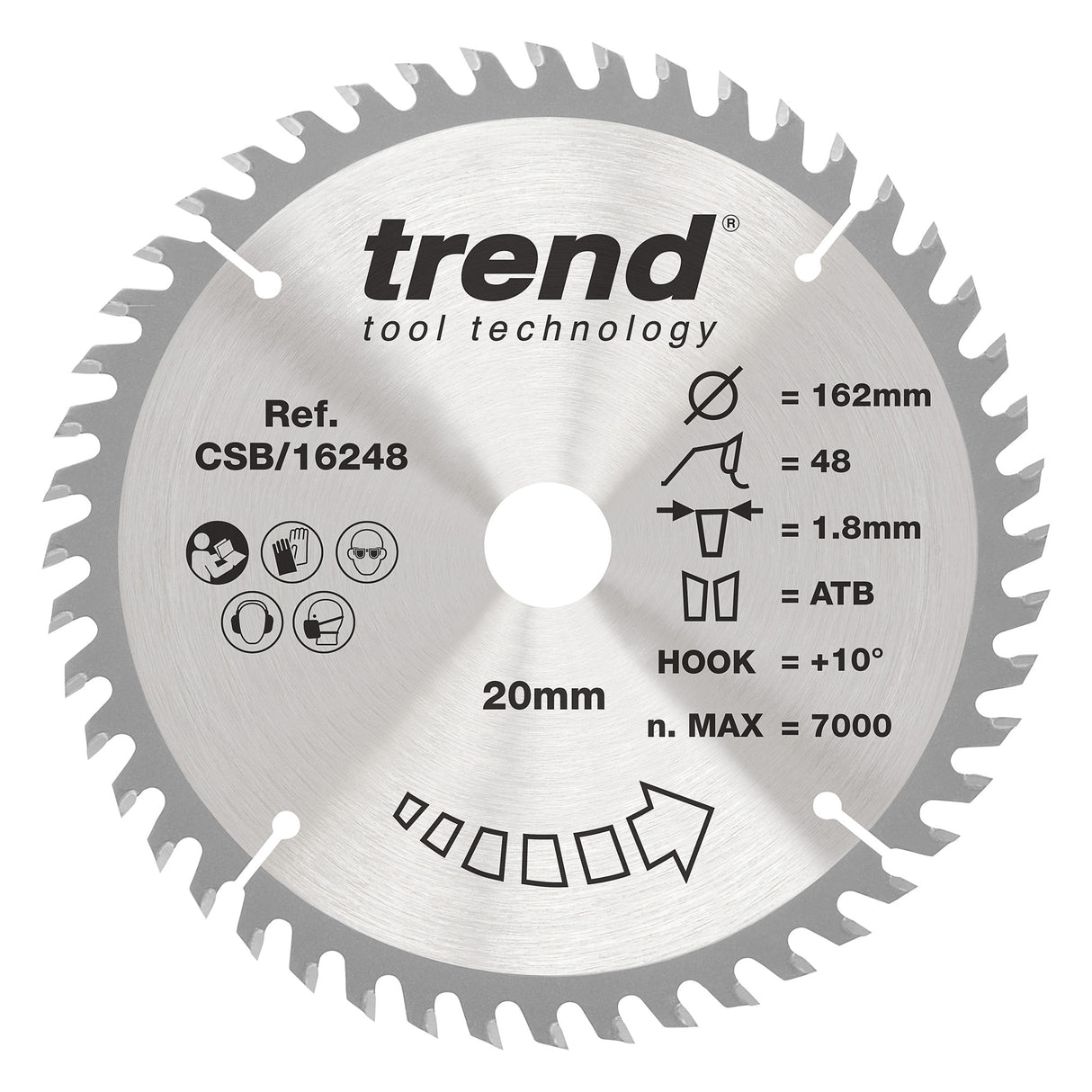 Trend 162mm x 20mm x 48T General Purpose Cordless Circular Saw Blade