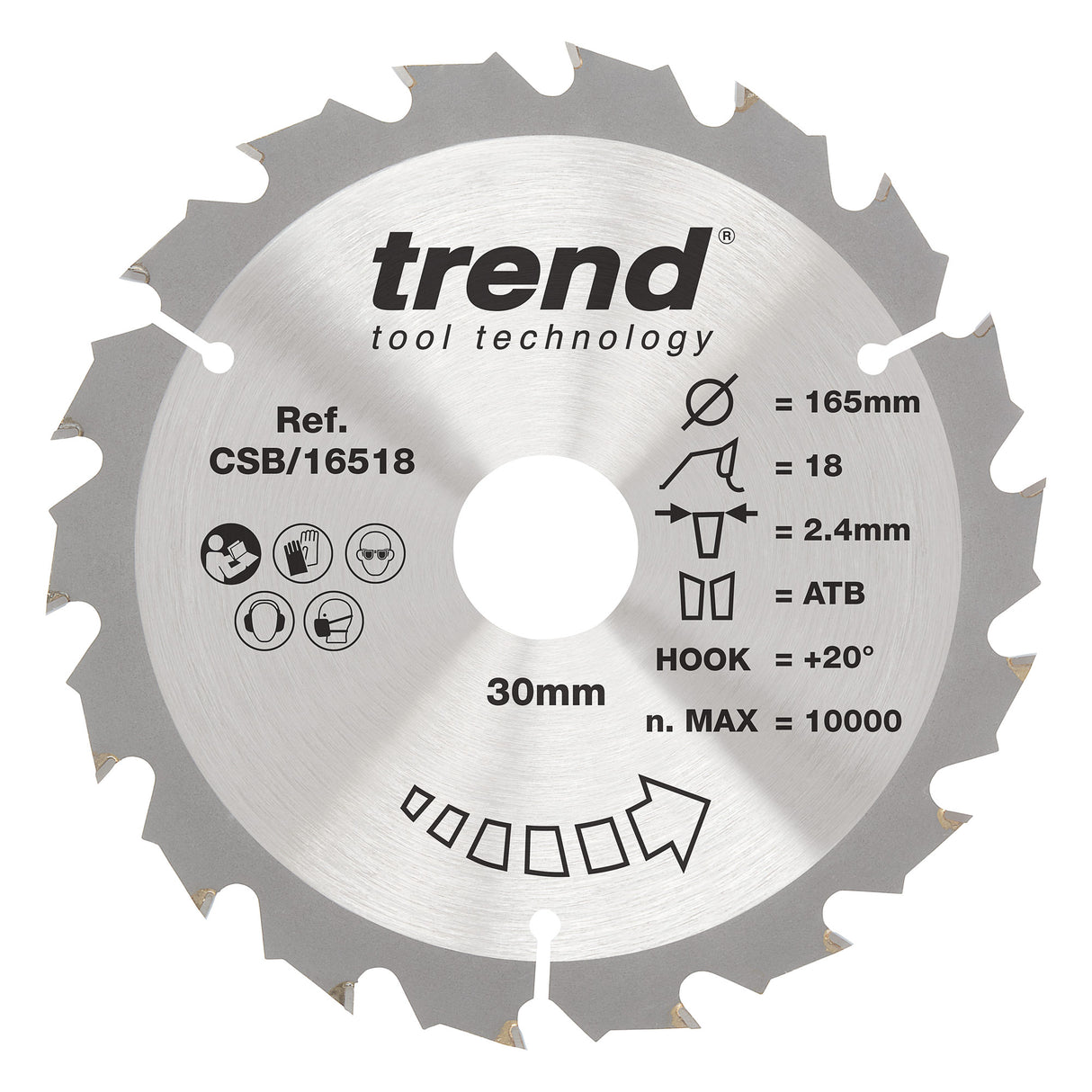 Trend 165mm x 30mm x 18T General Purpose Circular Saw Blade