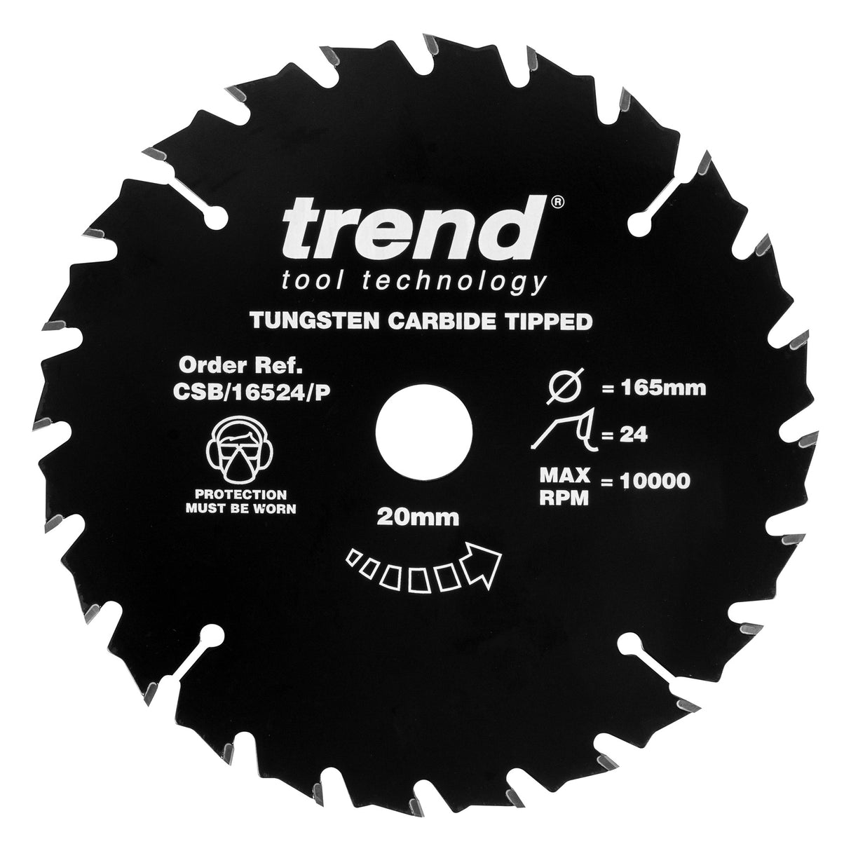 Trend 165mm x 20mm x 24T Ripping Circular Saw Blade with PTFE Coating