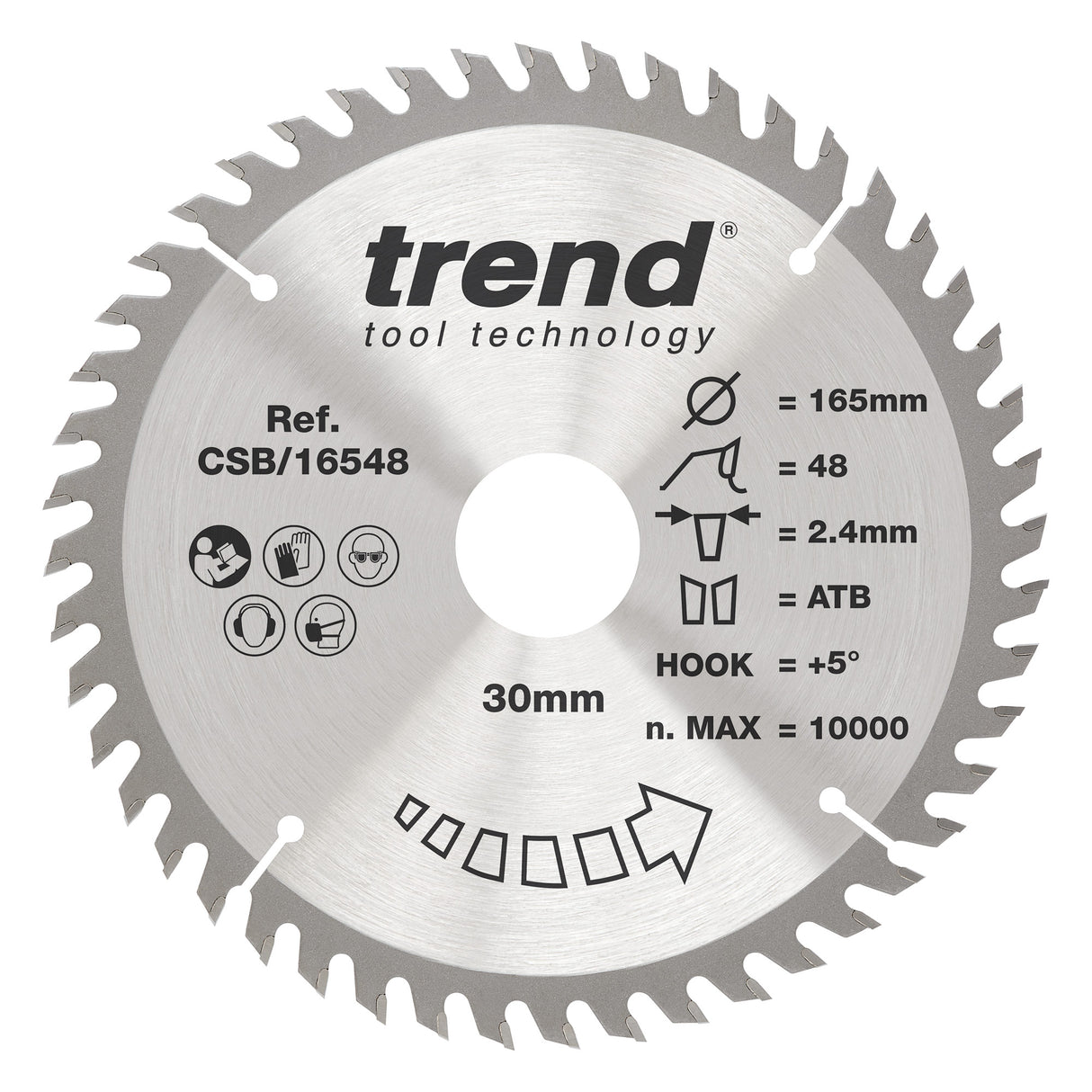 Trend 165mm x 30mm x 48T x 2.4mm Wood Circular Saw Blade