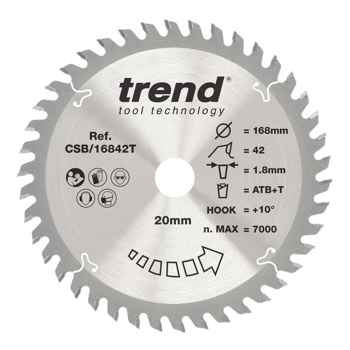 Trend 168mm x 20mm x 42T Thin Kerf General Purpose Cordless Circular Saw Blade