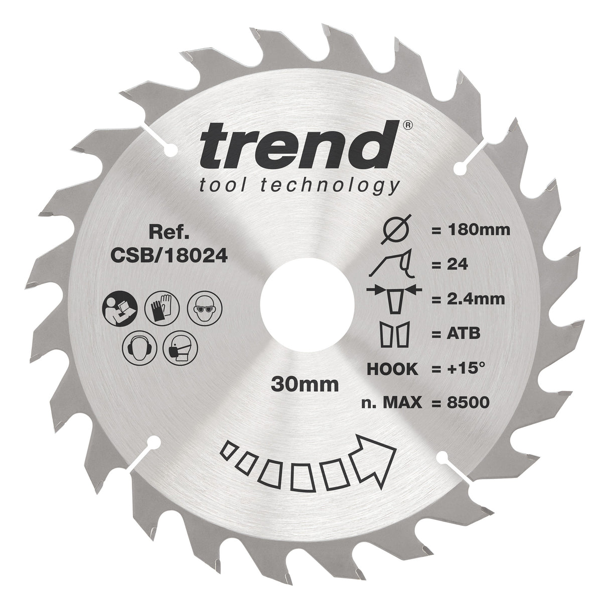 Trend 180mm x 30mm x 24T Ripping Circular Saw Blade