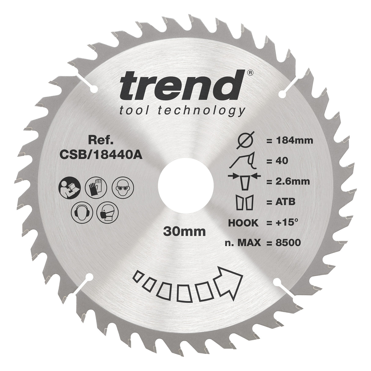 Trend 184mm x 30mm x 40T Wood Circular Saw Blade