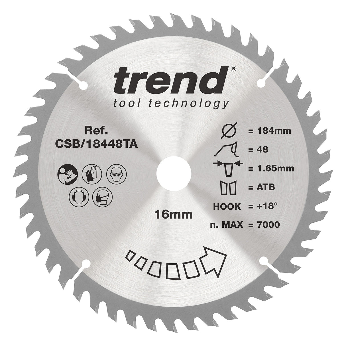 Trend 184mm x 16mm x 48T Thin Kerf General Purpose Cordless Circular Saw Blade