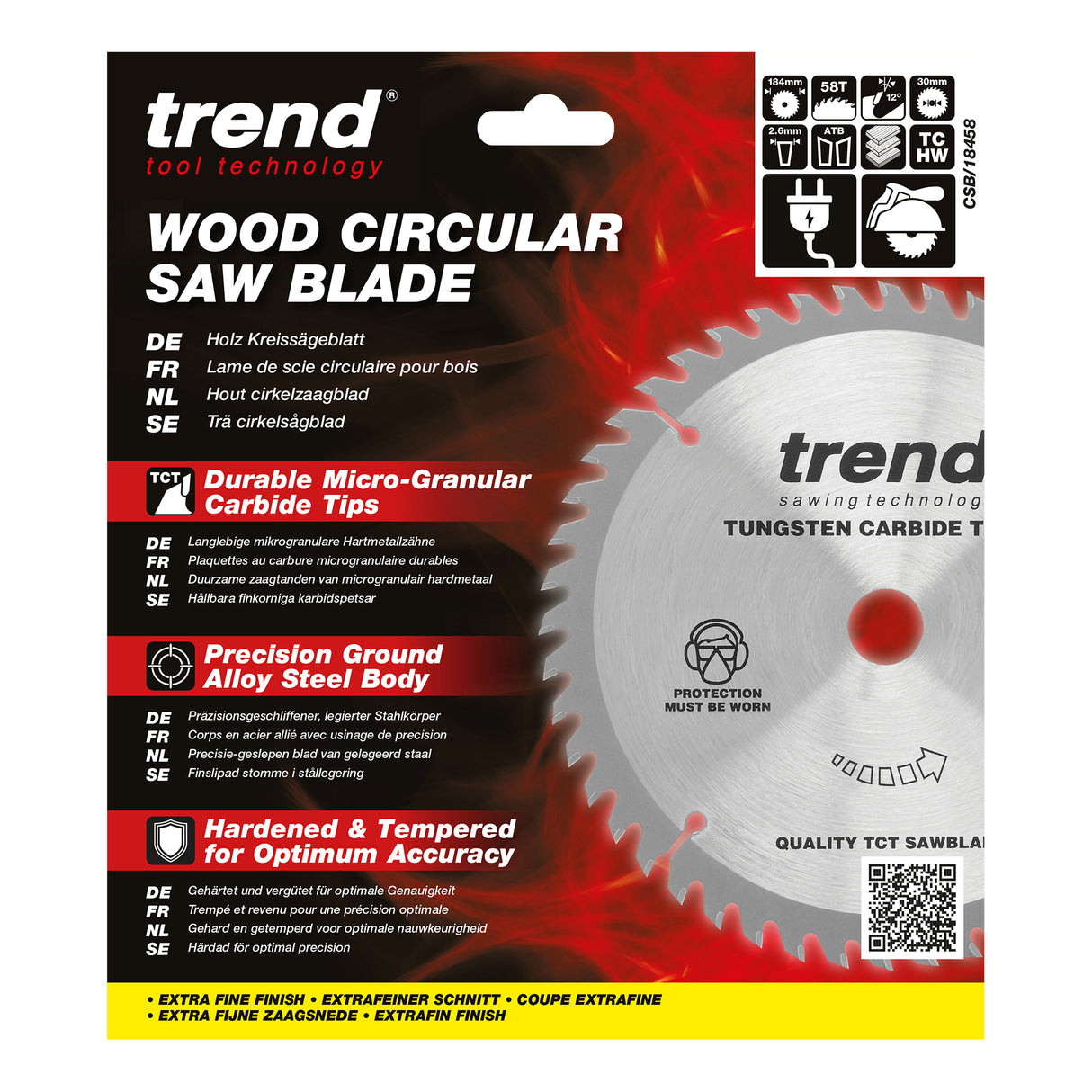 Trend 184mm x 30mm x 58T Wood Circular Saw Blade