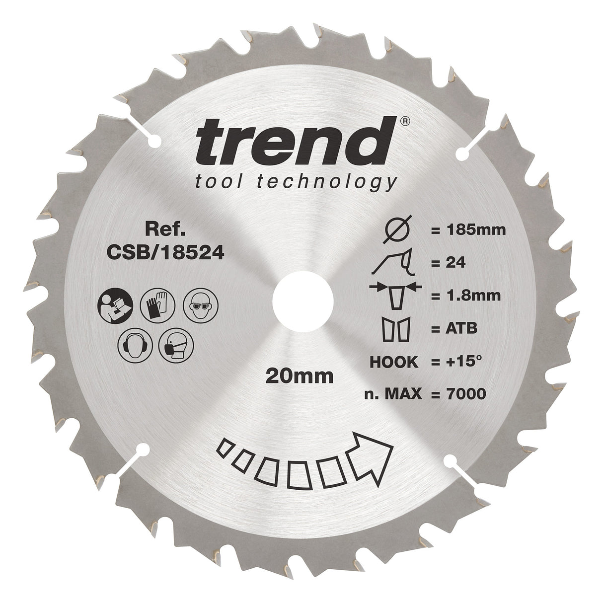 Trend 185mm x 20mm x 24T Thin Kerf Ripping Cordless Circular Saw Blade