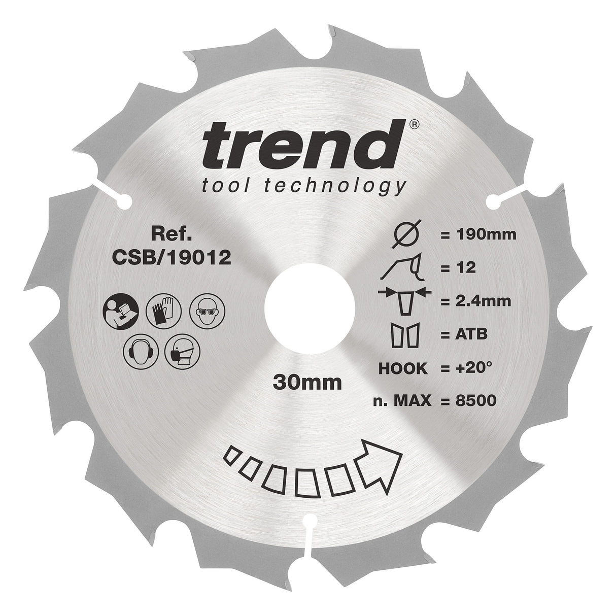 Trend 190mm x 30mm x 12T Ripping Circular Saw Blade