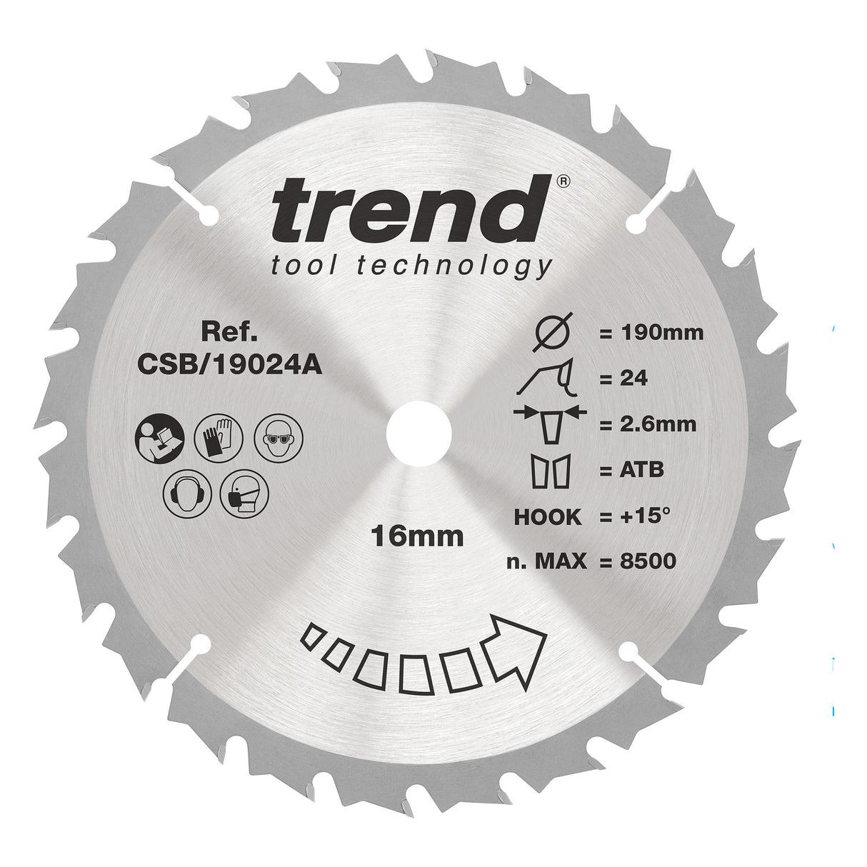 Trend 190mm x 16mm x 24T Wood Circular Saw Blade