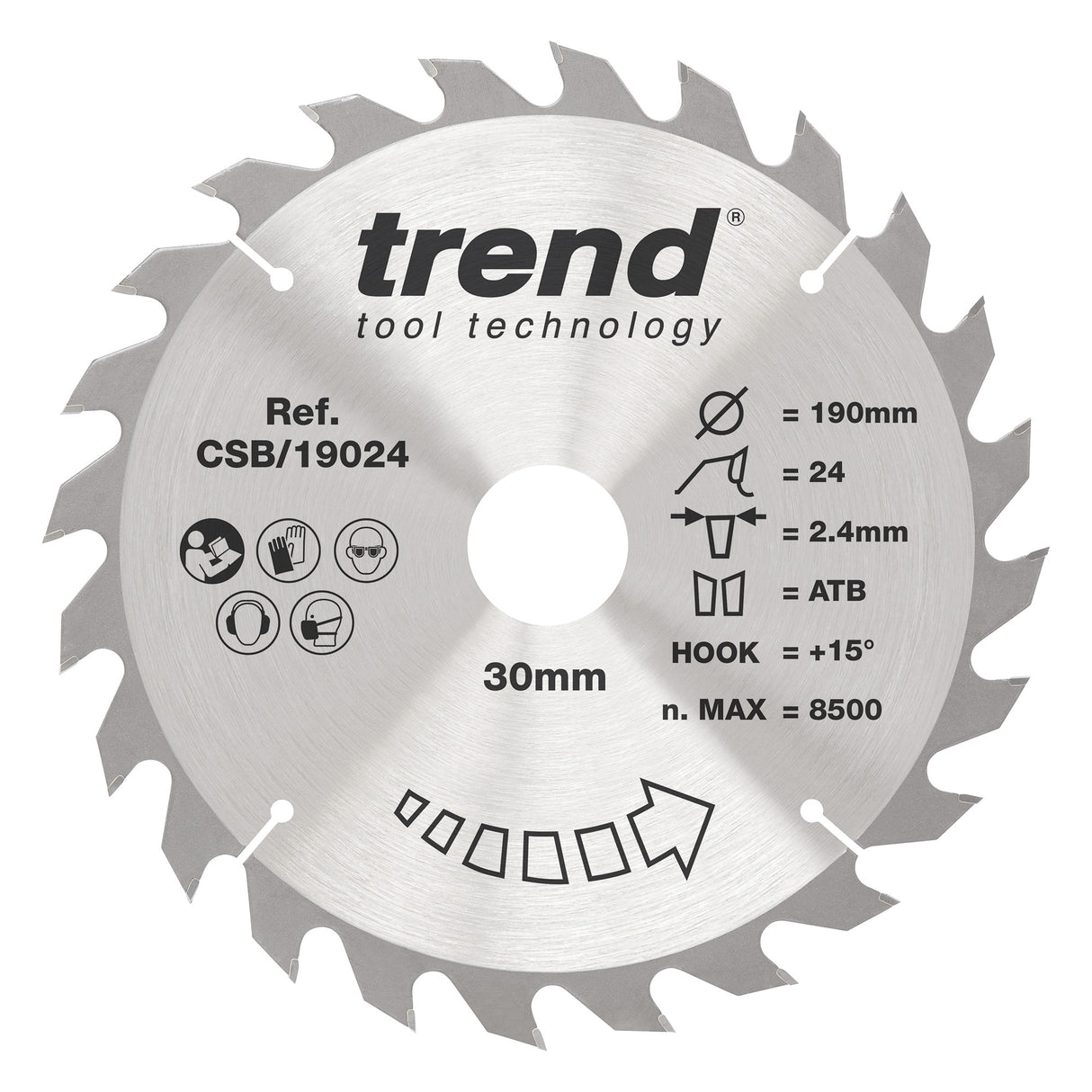 Trend 190mm x 30mm x 24T Ripping Circular Saw Blade